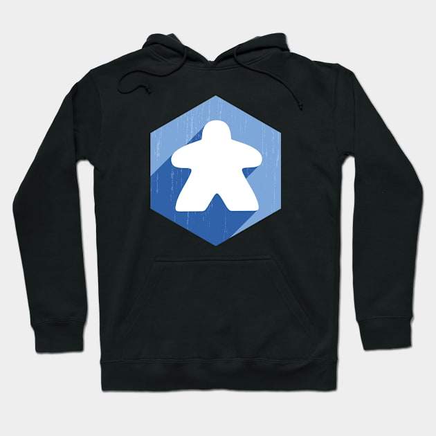 Hexagon Meeple Blue Hoodie by east coast meeple